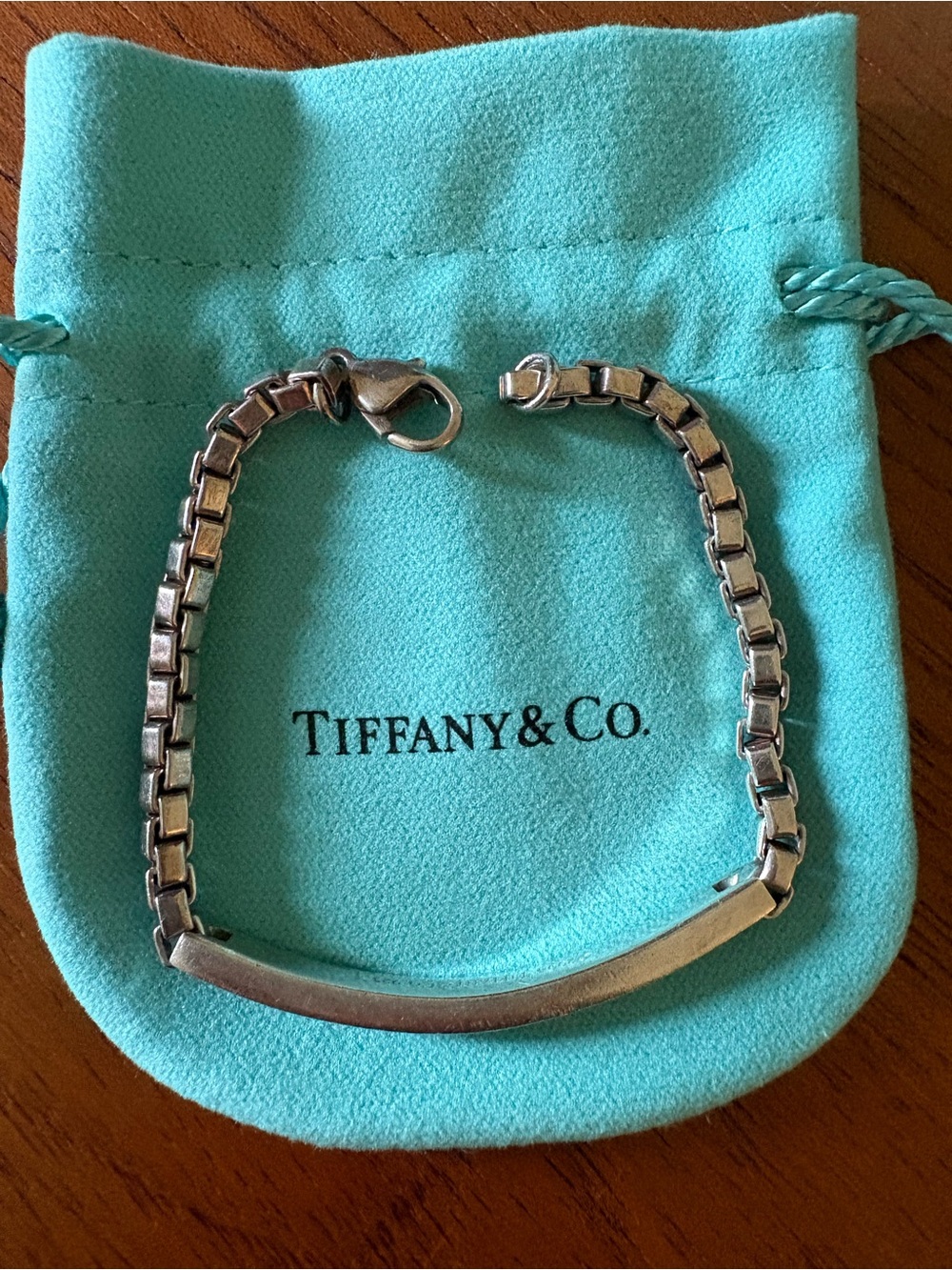 Tiffany & Co. Venetian Link ID Bracelet. Sterling silver.